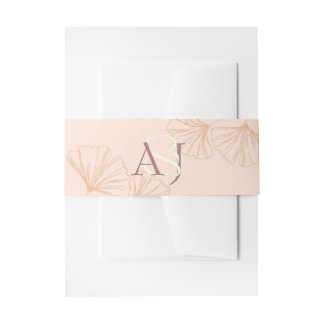 Bandeau De Faire-part Élégant Mariage Vert Sauge & Rose Ginkgo