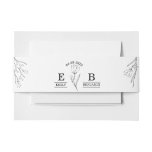 Bandeau De Faire-part Élégant minimaliste moderne Floral Simple mariage