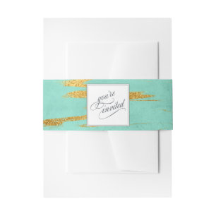 Bandeau De Faire-part Elégant Mint et Motif en marbre or Mariage