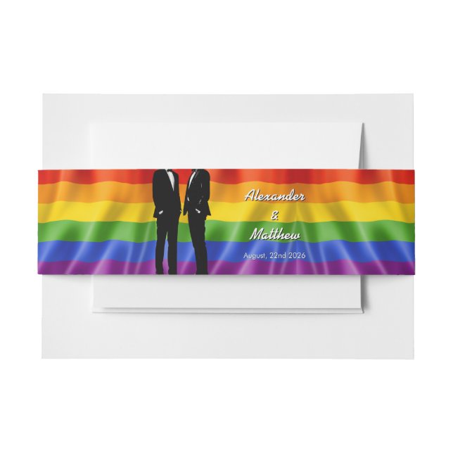 Bandeau De Faire-part Elegant Modern Gay Men Wedding Rainbow  (Devant Example)