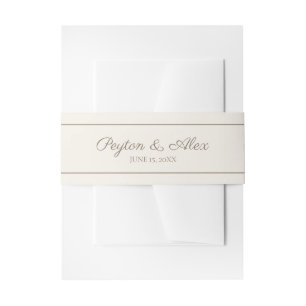 Bandeau De Faire-part Élégant Moderne Écriture Crème Marron Mariage