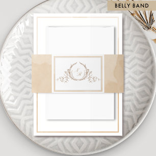 Bandeau De Faire-part Élégant Monogramme crème beige Mariage d'aquarelle