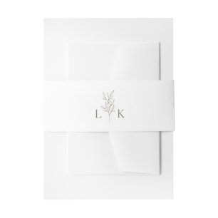 Bandeau De Faire-part Élégant Monogramme de Feuille de Mariage Vert Oliv