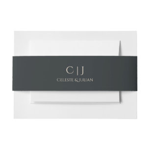 Bandeau De Faire-part Élégant Monogramme Presque Mariage noir