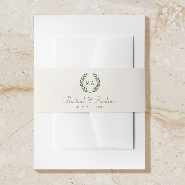 Bandeau De Faire-part Élégant Monogramme Sage Mariage vert (Créateur téléchargé)