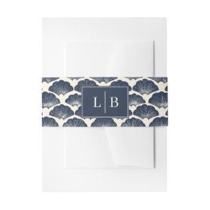 Bandeau De Faire-part Élégant motif de coquillage vintage bleu marine