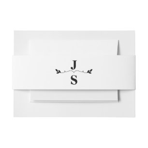 Bandeau De Faire-part Élégant Noir et Blanc Monogramme Initiales Mariage