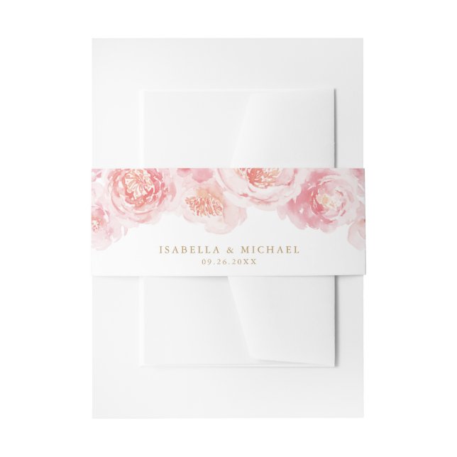 Bandeau De Faire-part Elégant or & aquarelle bleu mariage floral (Devant example)