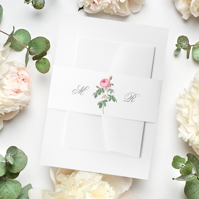 Bandeau De Faire-part Elegant Pink French Rose Calligraphy Wedding (Créateur téléchargé)