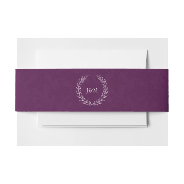 Bandeau De Faire-part Élégant Plum violet Laurel Monogram Mariage (Devant Example)
