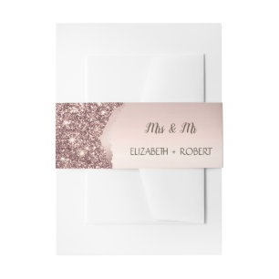 Bandeau De Faire-part Elegant Rose Gold Glitter Script 