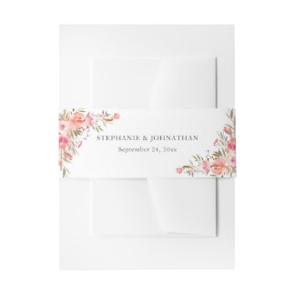 Bandeau De Faire-part Élégant rose Peach Floral Mariage