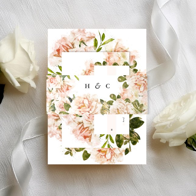 Bandeau De Faire-part Élégant Rose Romance Mariage (Créateur téléchargé)