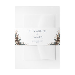 Bandeau De Faire-part Élégant Rustique Forêt Floral Pinecones Mariage