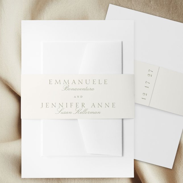 Bandeau De Faire-part Élégant Sage Green Cream Script Formel Le Mariage (Créateur téléchargé)