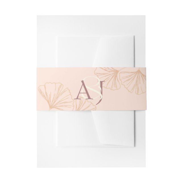 Bandeau De Faire-part Elegant Sage Green & Rose Pink Ginkgo Wedding (Devant example)