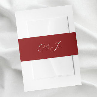 Bandeau De Faire-part Élégant script classique monogramme mariage rouge