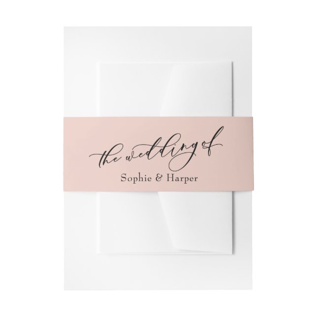 Bandeau De Faire-part Élégant Script De Luxe Blush Rose Le Mariage De (Devant example)