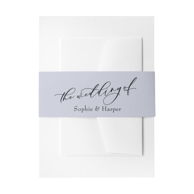 Bandeau De Faire-part Élégant Script De Luxe Dusty Blue Le Mariage De (Devant example)