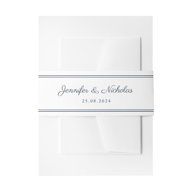 Bandeau De Faire-part Elegant Script Navy Blue Wedding (Devant example)