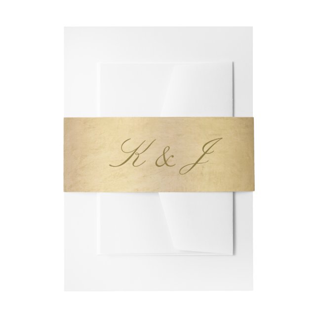Bandeau De Faire-part Élégant script or Monogramme Mariage or brillant (Devant example)