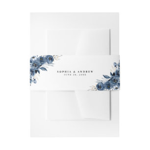 Bandeau De Faire-part Élégant Simple Bleu Marine Bohème Botanique Mariag