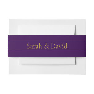 Bandeau De Faire-part Élégant texte personnalisable Gold & Deep Purple