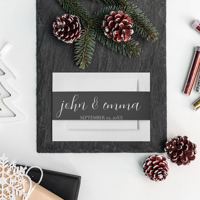 Bandeau De Faire-part Elégant thème Mariage noir et blanc (Use this style liner and make a perfect wedding envelope)