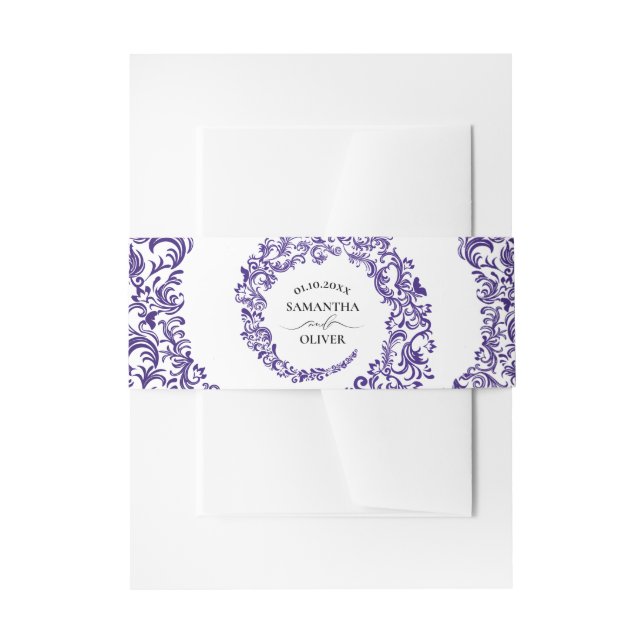 Bandeau De Faire-part Élégant violet Mariage damassé (Devant example)