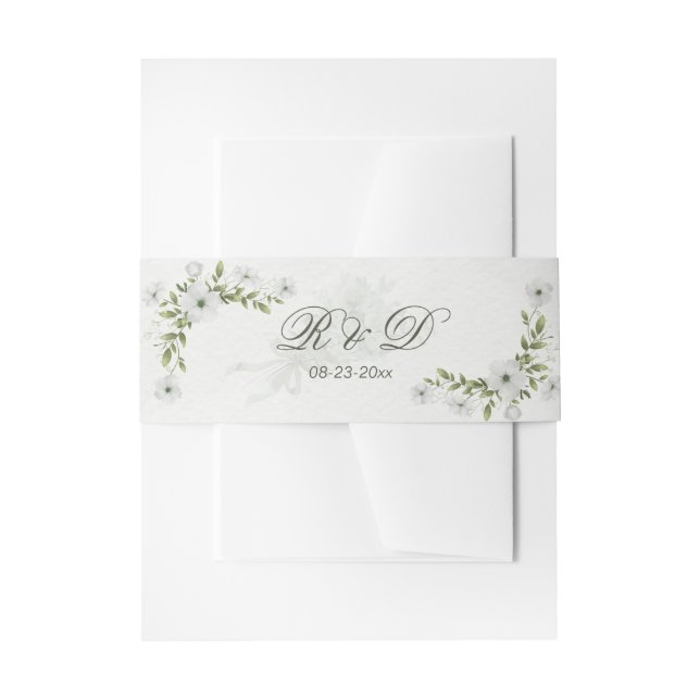 Bandeau De Faire-part Elegant White Floral Wedding Monogram (Devant example)