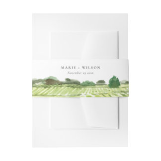 Bandeau De Faire-part Elégante aquarelle Green Winery Vignoble Mariage