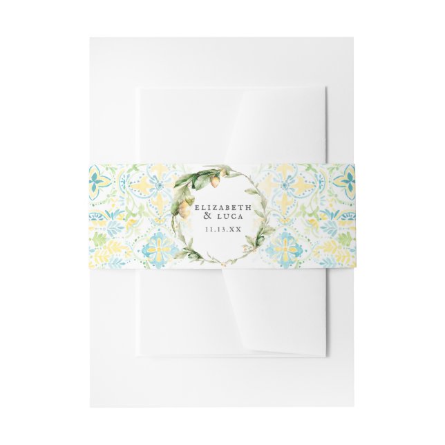 Bandeau De Faire-part Elégante aquarelle méditerranéenne Mariage Monogra (Devant example)