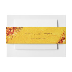 Bandeau De Faire-part Elégante aquarelle rouge et or Poinsettia Mariage