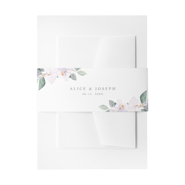 Bandeau De Faire-part Elégante Aquarelle simple Orchidées violettes Mari (Devant example)