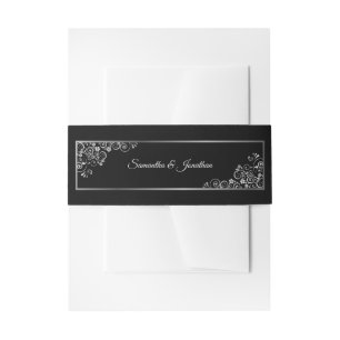 Bandeau De Faire-part Élégante boucles d'argent perce Mariage noir class