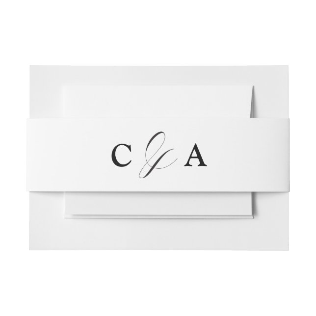 Bandeau De Faire-part Élégante calligraphie noir blanc Mariage Belly Ban (Devant Example)