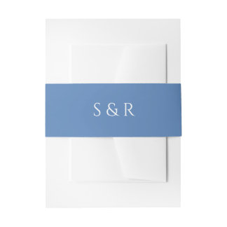 Bandeau De Faire-part Élégante invitation avec monogramme bleu poussiére