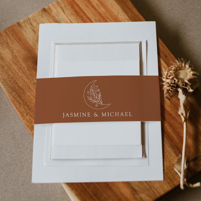 Bandeau De Faire-part Élégante Lune et Étoiles Mariage en terre cuite (Créateur téléchargé)