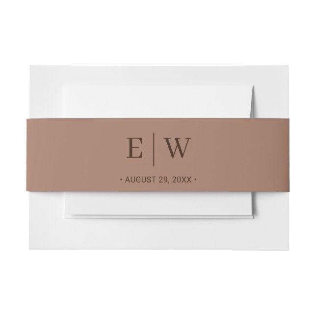 Bandeau De Faire-part Elégante Mocha Mousse simple avec Mariage Monogram (Devant Example)