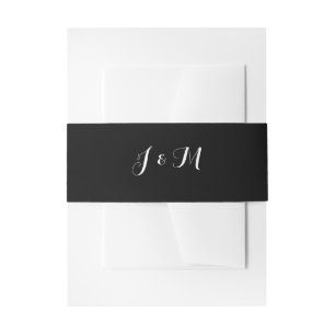 Bandeau De Faire-part Élégantes bandes de ventre de mariage noires perso