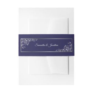 Bandeau De Faire-part Élégantes Boucles et Volutes Argentées Mariage Ble