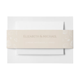 Bandeau De Faire-part Elégants coquillages blancs Motif beige