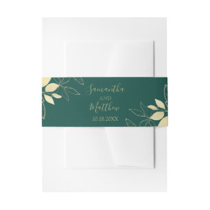 Bandeau De Faire-part Emerald Green & Gold Modern Foliing Mariage