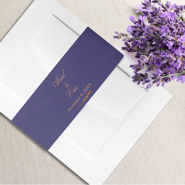 Bandeau De Faire-part Emerald Purple & Gold Script Police Mariage (Créateur téléchargé)