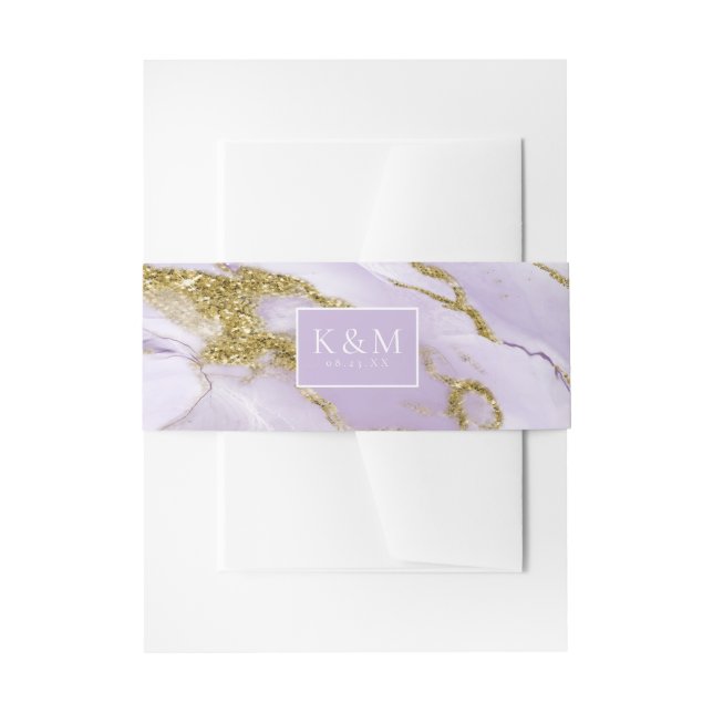 Bandeau De Faire-part Encre Luxe Lavande Abstrait ID990 (Devant example)