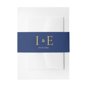 Bandeau De Faire-part Ensemble Élégant d'Invitation de Mariage Navy Jaun