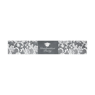 Bandeau De Faire-part Enveloppe Blackboard & White Lace Graduation Party