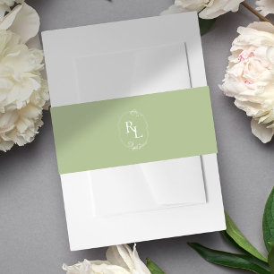 Bandeau De Faire-part Enveloppe Mariage Monogramme Chic Green Floral Fra