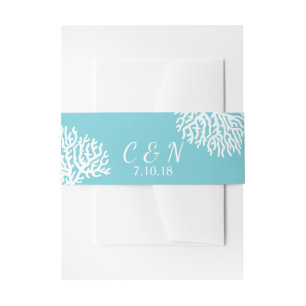 Bandeau De Faire-part Épouser des initiales du couple de corail côtier