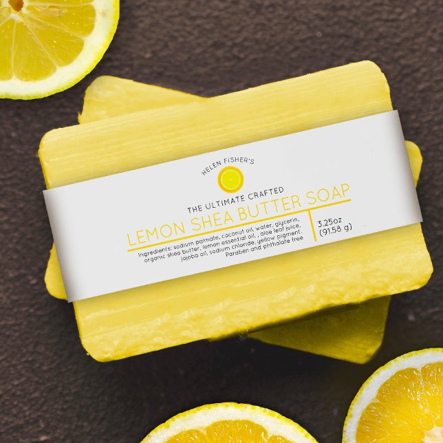 Bandeau De Faire-part Étiquette de produit de beauté jaune savon citron (Créateur téléchargé)
